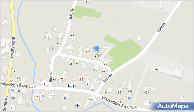 Kęty, Błonie, 17b, mapa Kęty