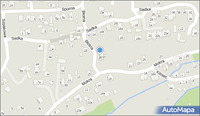 Kraków, Błotna, 15, mapa Krakowa