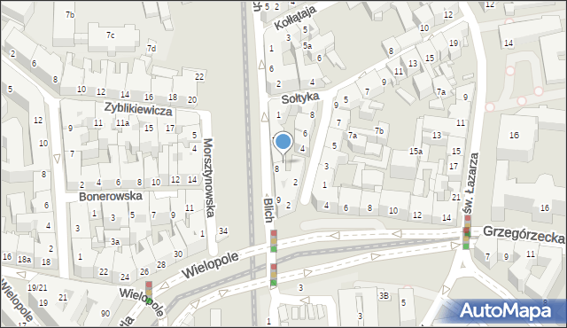 Kraków, Blich, 814, mapa Krakowa