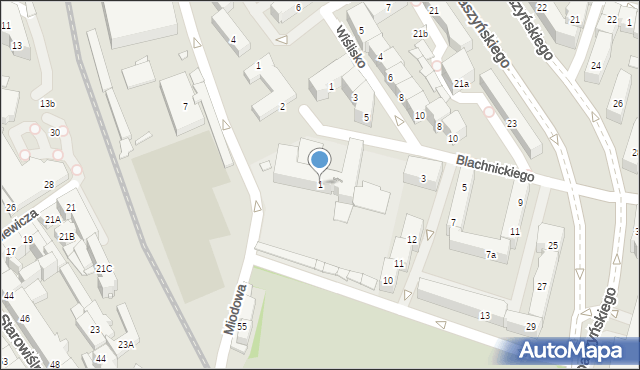 Kraków, Blachnickiego Franciszka, ks., 1, mapa Krakowa