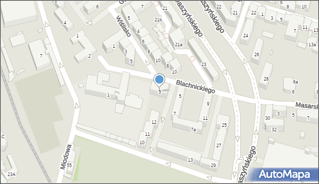 Kraków, Blachnickiego Franciszka, ks., 3, mapa Krakowa