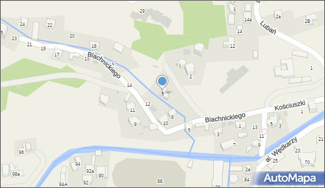 Krościenko nad Dunajcem, Blachnickiego Franciszka, ks., 6, mapa Krościenko nad Dunajcem