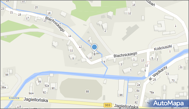 Krościenko nad Dunajcem, Blachnickiego Franciszka, ks., 8, mapa Krościenko nad Dunajcem
