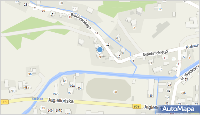 Krościenko nad Dunajcem, Blachnickiego Franciszka, ks., 9, mapa Krościenko nad Dunajcem