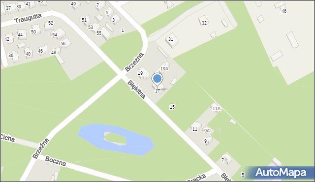 Łask, Błękitna, 17, mapa Łask