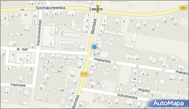 Leszno, Błońska, 11, mapa Leszno