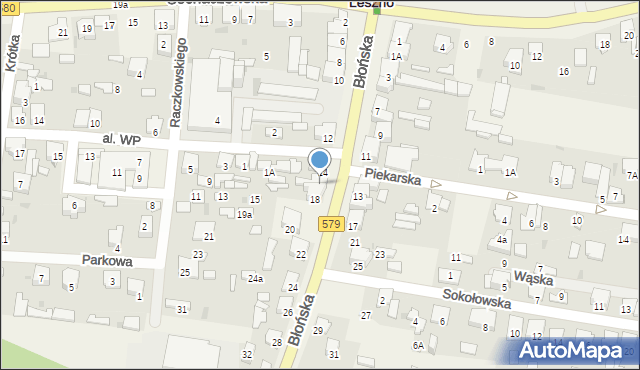 Leszno, Błońska, 16, mapa Leszno