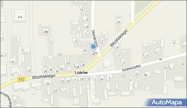 Lisków, Blizińskiego Wacława, ks., 22, mapa Lisków