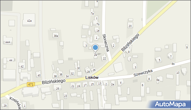Lisków, Blizińskiego Wacława, ks., 24, mapa Lisków
