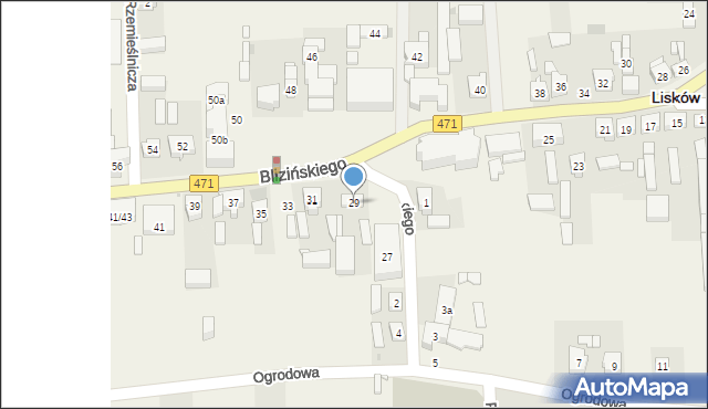 Lisków, Blizińskiego Wacława, ks., 29, mapa Lisków