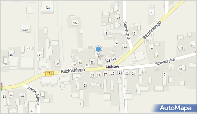Lisków, Blizińskiego Wacława, ks., 30, mapa Lisków