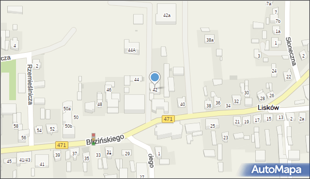 Lisków, Blizińskiego Wacława, ks., 42, mapa Lisków