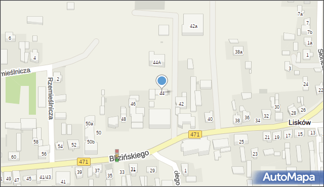 Lisków, Blizińskiego Wacława, ks., 44, mapa Lisków