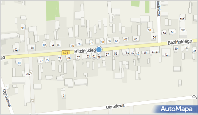 Lisków, Blizińskiego Wacława, ks., 59, mapa Lisków