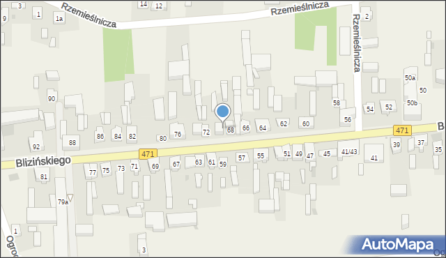 Lisków, Blizińskiego Wacława, ks., 70, mapa Lisków