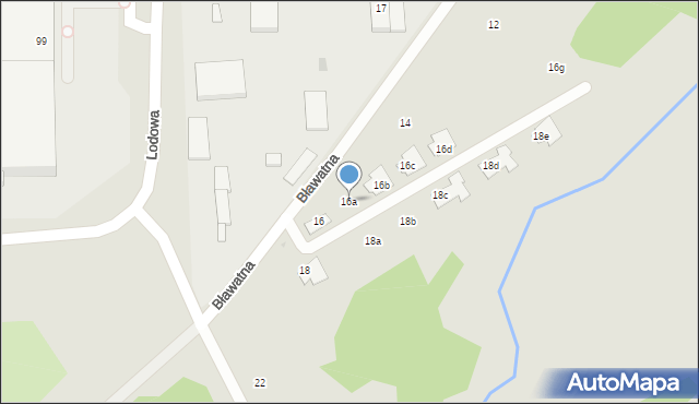 Łódź, Bławatna, 16a, mapa Łodzi