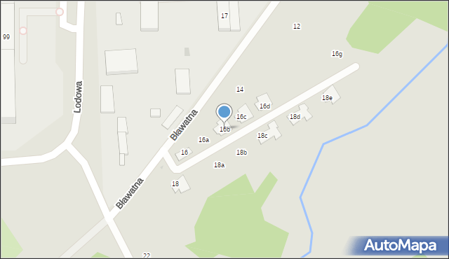Łódź, Bławatna, 16b, mapa Łodzi