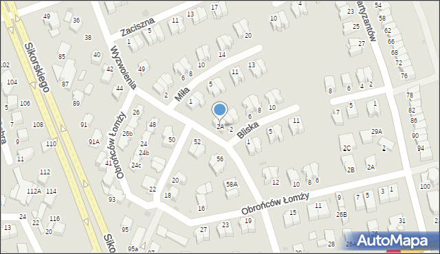 Łomża, Bliska, 2A, mapa Łomży