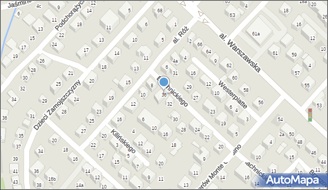 Lublin, Blachnickiego Franciszka, ks., 36, mapa Lublina