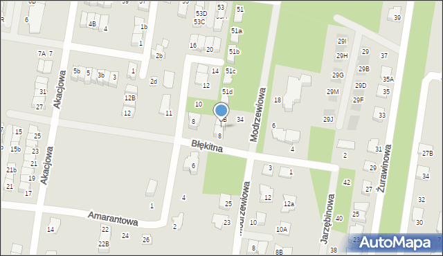 Marki, Błękitna, 8A, mapa Marki