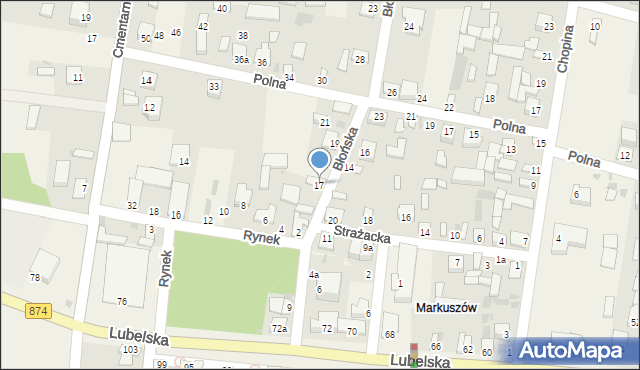 Markuszów, Błońska, 17, mapa Markuszów