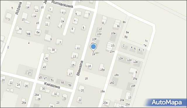 Mirków, Bławatna, 14, mapa Mirków
