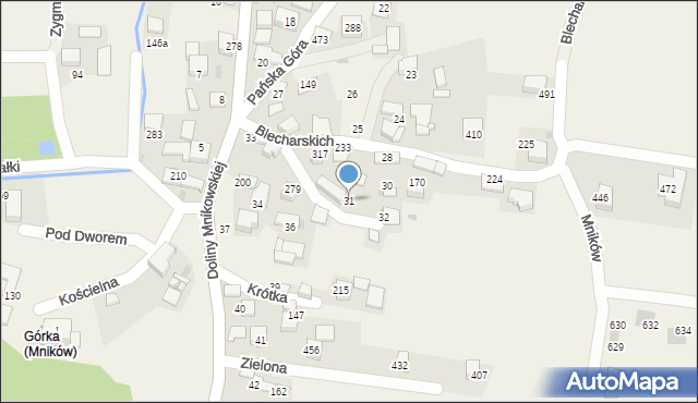 Mników, Blecharskich, 12, mapa Mników