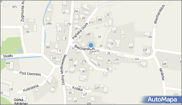 Mników, Blecharskich, 14, mapa Mników