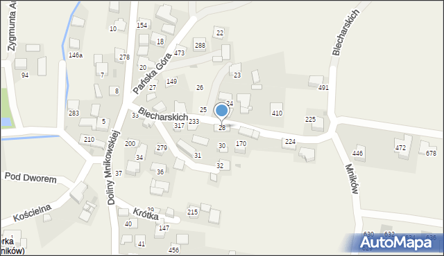 Mników, Blecharskich, 18, mapa Mników