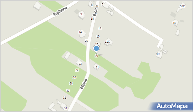 Myszków, Błotna, 19, mapa Myszków