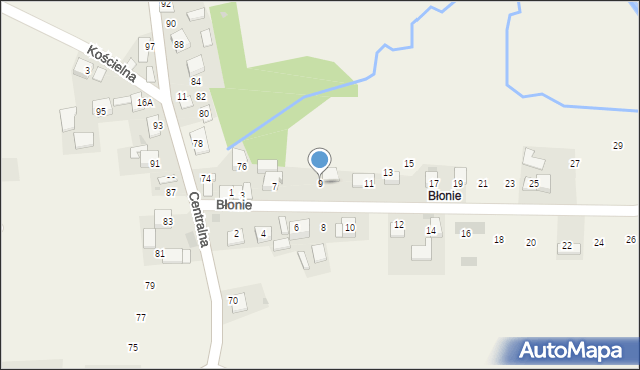 Niedźwiedź, Błonie, 9, mapa Niedźwiedź