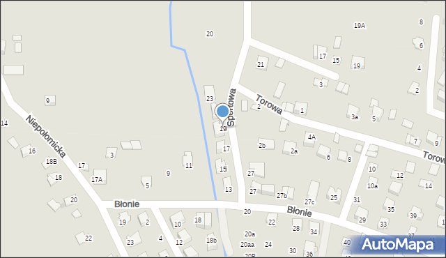 Niepołomice, Błonie, 19, mapa Niepołomice