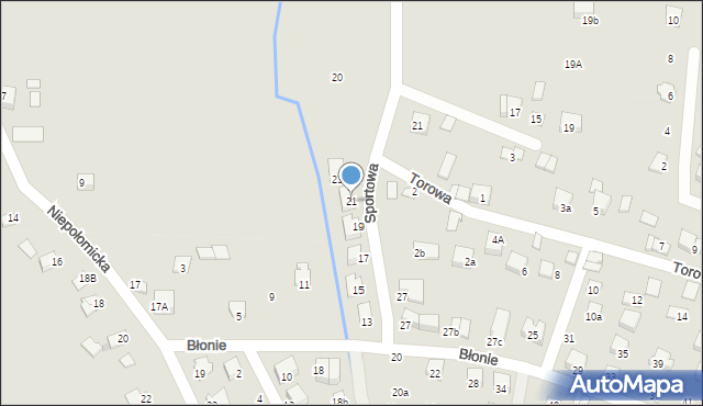 Niepołomice, Błonie, 21, mapa Niepołomice