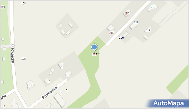 Odrano-Wola, Błękitna, 21F, mapa Odrano-Wola