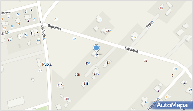 Odrano-Wola, Błękitna, 35, mapa Odrano-Wola