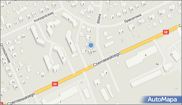 Pisz, Bliska, 8, mapa Pisz