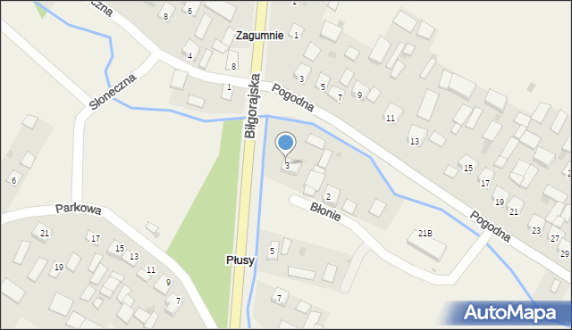 Płusy, Błonie, 3, mapa Płusy