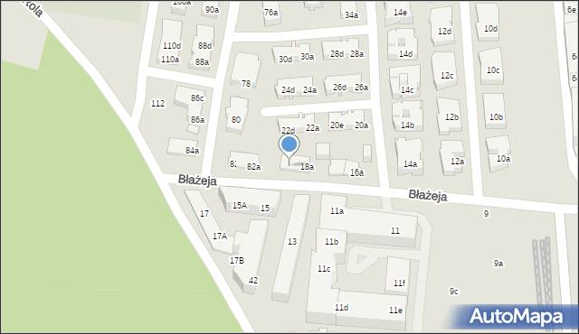 Poznań, Błażeja, 18b, mapa Poznania