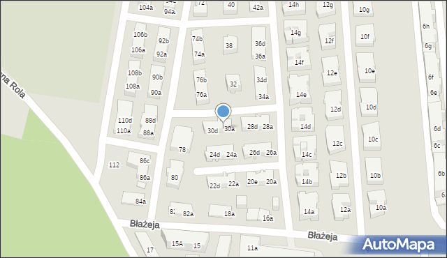 Poznań, Błażeja, 30b, mapa Poznania