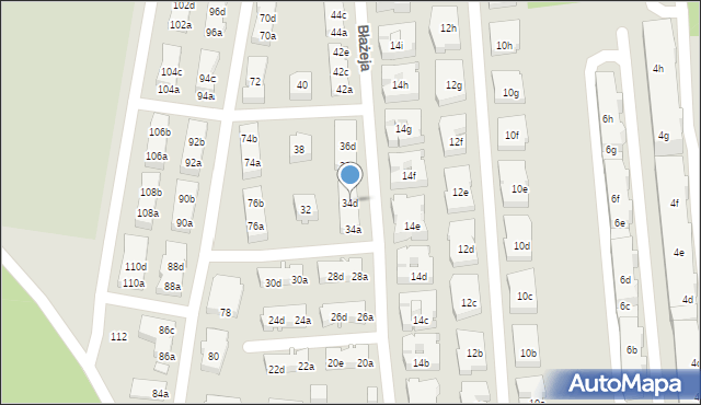 Poznań, Błażeja, 34d, mapa Poznania