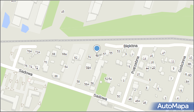 Pruszków, Błękitna, 59, mapa Pruszków