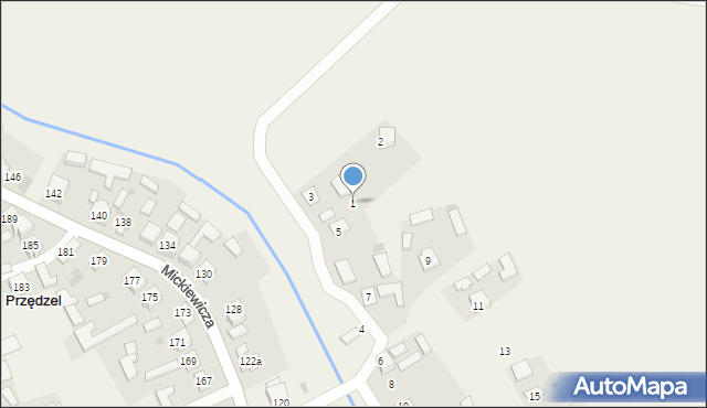 Przędzel, Błonie, 1, mapa Przędzel