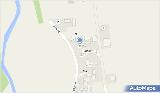 Przybyszew, Błonie, 26, mapa Przybyszew