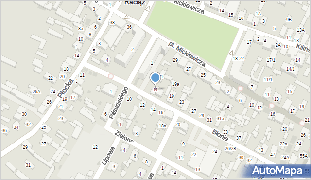 Raciąż, Błonie, 11, mapa Raciąż