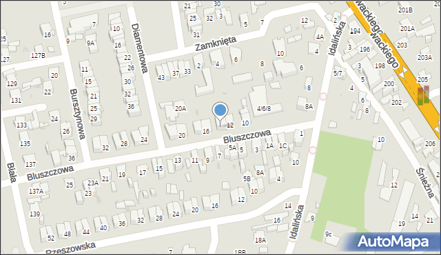 Radom, Bluszczowa, 14, mapa Radomia