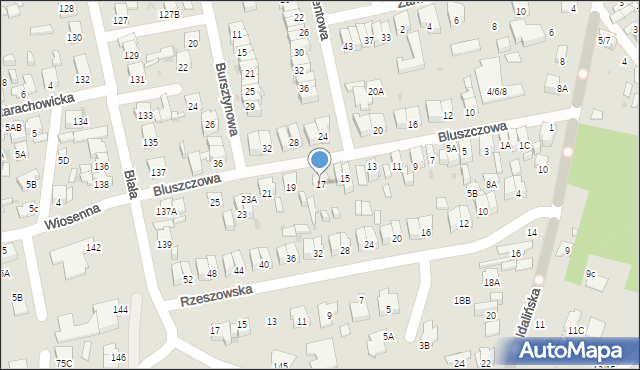 Radom, Bluszczowa, 17, mapa Radomia