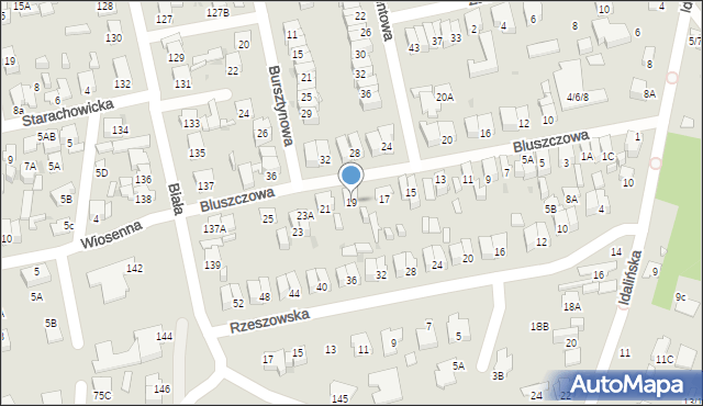 Radom, Bluszczowa, 19, mapa Radomia