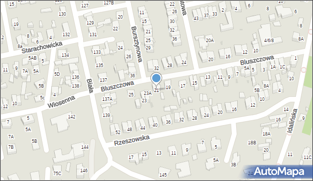 Radom, Bluszczowa, 21, mapa Radomia