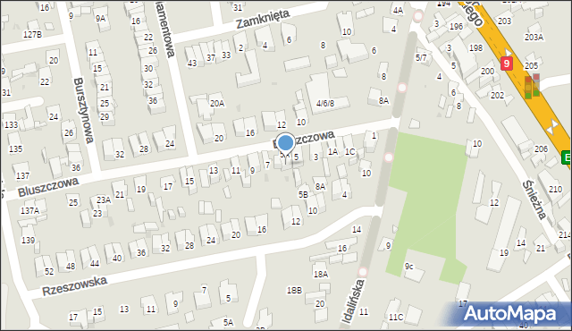 Radom, Bluszczowa, 5E, mapa Radomia