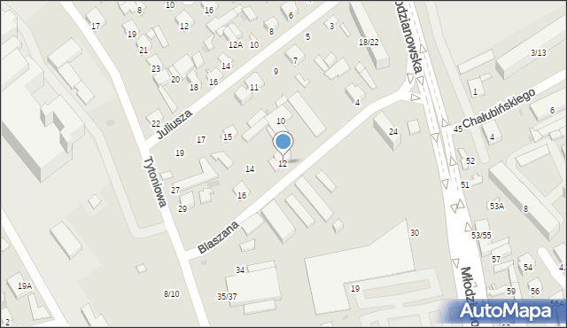 Radom, Blaszana, 12, mapa Radomia